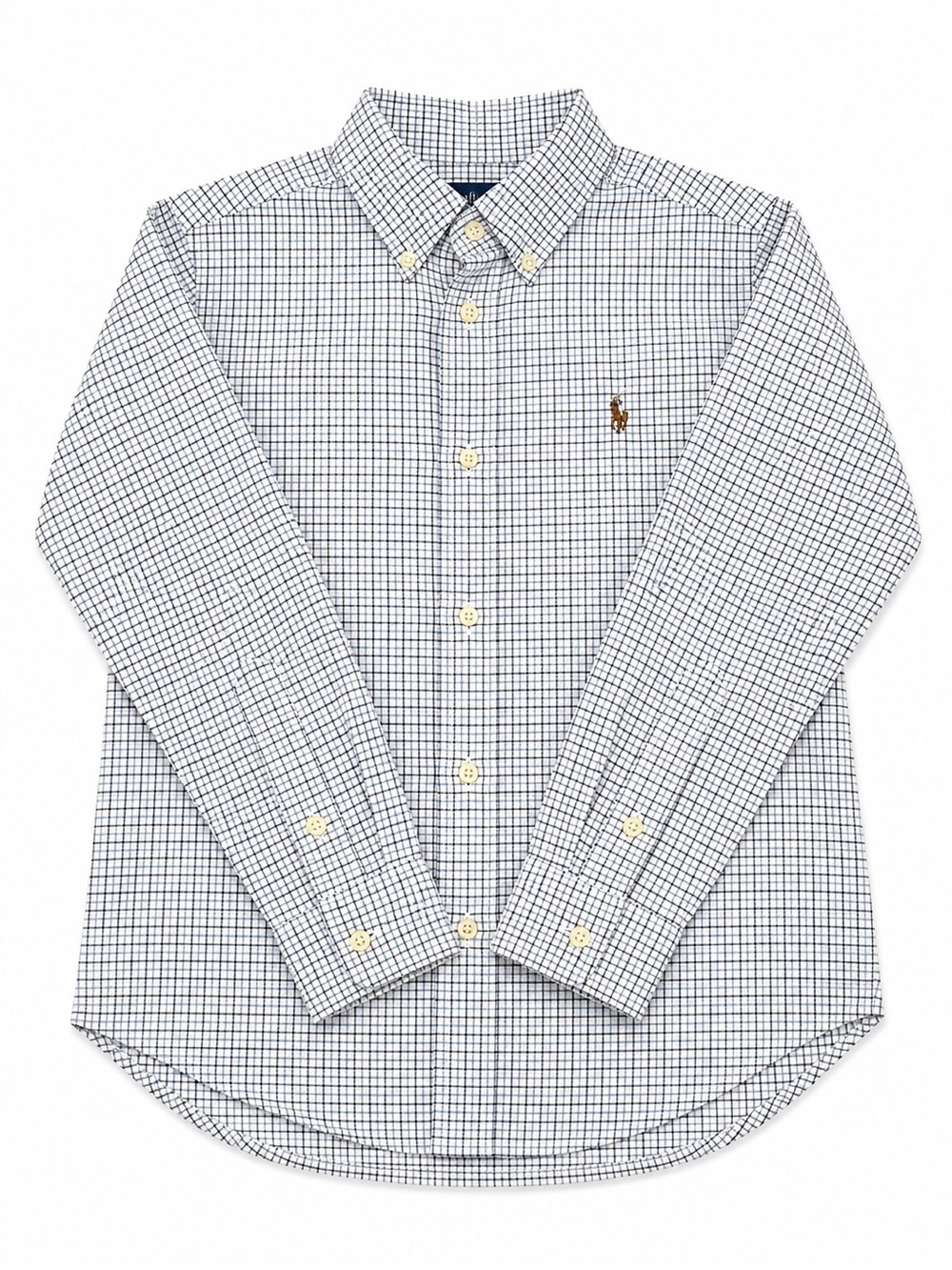 Ralph Lauren Button-Down Check Shirt - White & Navy